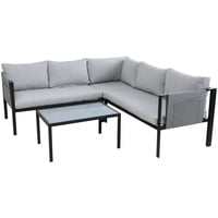 Möbilia Sitzgruppe 1 Ecksofa, 1 Couchtisch inkl. Kissen Stahl/Olefin