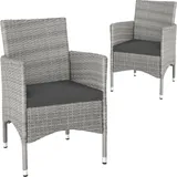 Tectake Rattansessel 57 x 59 x 85 cm 2 St. inkl. Sitzbezüge 4 St. hellgrau/creme