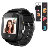 Smartwatch für Kinder 4G Kids Smartwatch Phone IP67 Smartwatch Kinder mit GPS und Telefon Tracker Kinder Uhr kann als Geschenk verwendet Werden geeignet für Kinder im Alter von 3–12 Jahren (Schwarz)