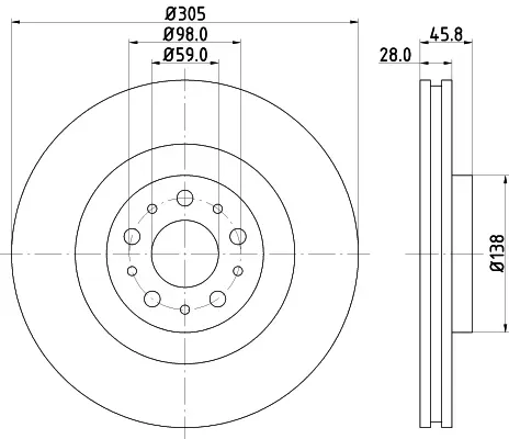 DON Bremsscheibe pcd11912 305mm 28mm für Opel Fiat GM