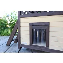 Kerbl Katzenhaus 4-Seasons Deluxe beheizbar 88x57x77 cm Dunkelbraun/Rot