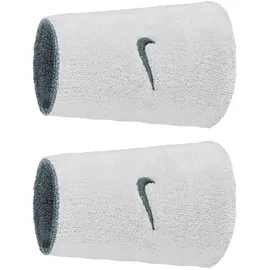 Nike Swoosh Classic Reversible Doublewide Wristbands 2er Pack Schweißbänder Tennis Fitness Running Handgelenkbänder wendbar, Cool Grey/White/Cool Grey, One Size