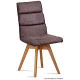 58 aufm Kessel Esszimmerstuhl Küchenstuhl drehbar (2er-Set) Doris 47x92x60 Eiche geölt/Anthrazit (Lieferung bis Verwendungsstelle, 8 St), Stabiles Gestell aus Massivholz pflegeleichter Bezug aus Microfaser braun