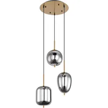 GLOBO Blacky I 3-flg. 46 cm rund Messing mit Rauchglaskugeln