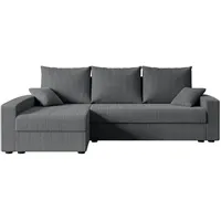 ECKSOFA mit Schlaffunktion und Bettkasten ALESIA-L 231x140x90 cm Grau Cord