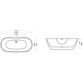 doporro Vicenza Designbadewanne 170 x 80 cm (inkl. Ablaufgarnitur)