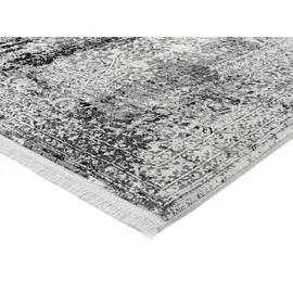 OCI DIE TEPPICHMARKE Teppich OCI DIE TEPPICHMARKE "BESTELLER CAVA", grau (dunkelgrau), B:300cm H:8mm L:400cm, Viskose, Teppiche, Teppich, Glanz Viskose, mit Fransen, Hoch Tief Struktur, Vintage, Wohnzimmer