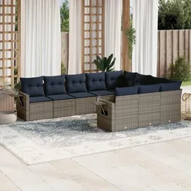 vidaXL Gartensofa-Set 10-tlg. grau Polyrattan