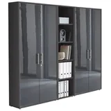 BMG Möbel Aktenschrank Büromöbel Office Edition 10 (Aktenschrank Regal Set, besteht aus 2x Aktenschrank und 1x Regal) mit viel Stauraum, abschließbar schwarz
