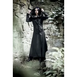Gothicana by EMP Damen schwarzer langer Wollmantel mit großer Kapuze S - S