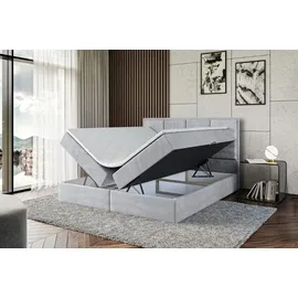 altdecor Boxspringbett mit Matratze und Topper, Polsterbett mit Bettkasten, Bett mit Stauraum H3-Matratze, Doppelbett, Springboxbett - NOVA - Grau Monolith