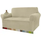 luxuskollektion Sofaüberwurf Jacquard Stretch Hunde 2 Sitzer Khakifarbe