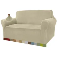 luxuskollektion Sofaüberwurf Jacquard Stretch Hunde 2 Sitzer Khakifarbe