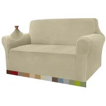 luxuskollektion Sofaüberwurf Jacquard Stretch Hunde 2 Sitzer Khakifarbe