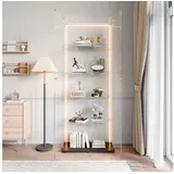 FUROKOY Glasvitrine Standvitrinen, Vitrine aus gehärtetem Glas (Set, 1-St., Vitrinenschrank mit 2 Glastür für Bücher, Sammler, 186.5x78.5x34.5cm) Schwarz 5 Lagen Sammlervitrine schwarz