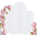 Vevor Hochzeit Bogen, 3er-Set, Traubogen mit Gehäuseverbindung und Chassis-Querstangendesign, leicht zu montierender goldener Ständer mit Stoffbezug, passend für Geburtstage, Feiern, Feiertage