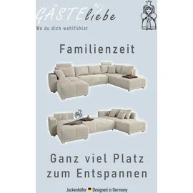 Jockenhöfer Wohnlandschaft JOCKENHÖFER GRUPPE "Orlando U-Form, B: 337 cm", grau, B:337cm H:69cm T:180cm, Zierkissen: 100% Polyester;Luxus-Microfaser (100% Polyester);Chenille ( 100% Polyester), Sofas, Wohnlandschaft, mit Bettfunktion, Bettkasten, 2 Kopfstützen & 2