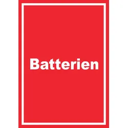 HB-Druck Batterien Mülltrennung Schild mit Text hochkant A2 (420x594mm)