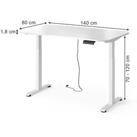 Vicco höhenverstellbarer elektrischer Schreibtisch Elevate, 140 x 80 cm 2 Motoren, Model 58652 - Weiß