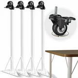 HEIMSTARK Tischbeine 71 cm mit Rollen – Metall 4er Set | Standfest & stabil | Moderne Möbelfüße für Schreibtisch, Esstisch & Arbeitstisch