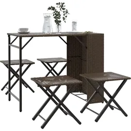 vidaXL 5-tlg. Garten-Essgruppe Klappbar Braun Poly Rattan