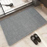 LeKuni Ultradünne Badematte 45x70CM, rutschfest Badezimmerteppich Super Saugfähige Bath Mat für Badezimmerboden, Gemütliche Schnelltrocknend passen unter Tür, Dusche, Waschbecken- Hellgrau