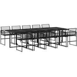 vidaXL 11-tlg. Garten-Essgruppe Schwarz Poly Rattan