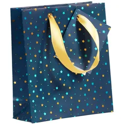 Clairefontaine 5x Geschenktasche Premium S 12x4,5x13,5cm, gestreift, Kollektion Blaue Nacht - Blau 212865C