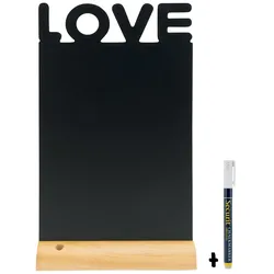 Securit® Tischtafel - Silhouette "Love" - Holzsockel - Kreidemarker inklusive