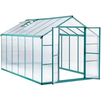 Gegaden Gewächshaus Aluminium für den Garten,361*238*225cm,8.6m2,8 cm dickeres Fundament,Vielseitig nutzbar als Treibhaus Gartenhaus Winterfest Aufzucht Tomatenhaus Frühbeet und Pflanzenhaus,Grün