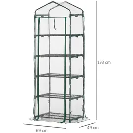 Outsunny Mini-Gewächshaus mit 5 Regalen transparent