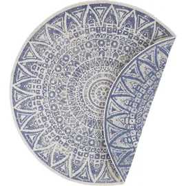 freundin Home Collection Teppich Lilja Wendeteppich", beige (creme, blau), H:5mm Ø:240cm, Polypropylen (PP), freundin Home Collection Teppiche, Teppich, In-& Outdoor, beidseitig, Wetterfest, Balkon, Garten, Wohnzimmer