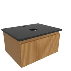 Badezimmerschrank mit Abdeckplatte SAT Evolution 58x30x44,5 cm honigmatt Eiche SATEVO60DMZ