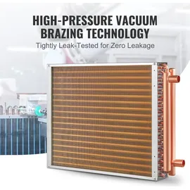 Vevor Wärmetauscher Wasser-Luft 45,72 x 50,8 cm mit 3-reihigen 9,53 mm Kupferanschlüssen 242 Aluminiumlamellen