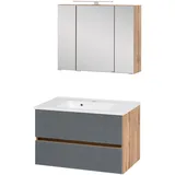 Waschtisch-Set WELLTIME "Horki", grau, B:80cm H:200cm T:49cm, Kastenmöbel-Sets, Breite 80 cm