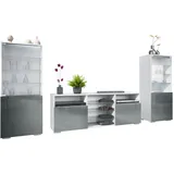 Vladon Wohnwand, Grau, Holzwerkstoff, 286x122.5x35 cm, Wohnzimmer, Wohnwände, Wohnwand-Sets