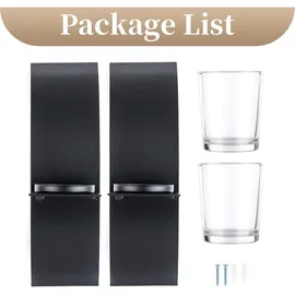 luxuskollektion 2er Set Wand Kerzenhalter Schwarz Metall Teelichthalter