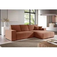 Fun Möbel Ecksofa Schlafsofa Sofa FUN ANAHI in Polsterstoff Aragon, Ottomane Links oder Rechts, Rundumbezug rosa