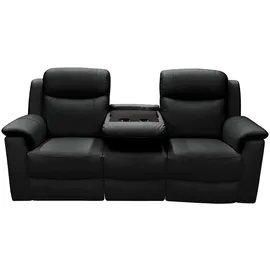 vente-unique Relaxsofa Leder 3-Sitzer - Schwarz - evasion