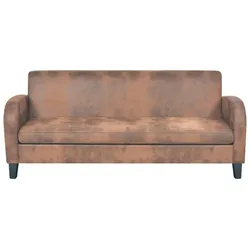 vidaXL Sofa 3-Sitzer Wildleder-Optik Braun