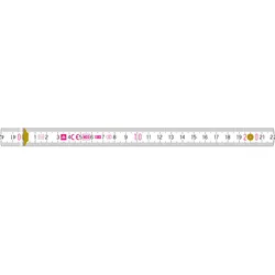 Metrie Zollstock 2m Block 72 FLm, Weiß, mit Polyamid-Gelenken Designauswahl der Skala auf dem 1. und 10. Glied:: Standardskala
