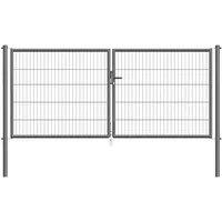 - Metallzaun Doppeltor für Einstabmatte Anthrazit z. Einbetonieren 299 cm x 125 cm