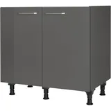 Nobilia Spülenschrank ""Flash", vormontiert, mit höhenverstellbaren Sockelfüßen", grau (front: lacklaminat schiefergrau hochglanz, korpus: schiefergrau), B:90cm H:87cm T:58,3cm, Schränke, Breite 90 cm