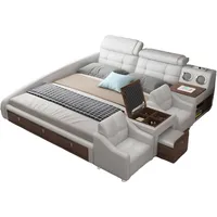 aea Multifunktions Bett Luxus Design Leder Betten Hotel Doppel Ablage Regal 180x200
