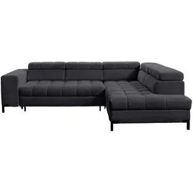 exxpo - sofa fashion Ecksofa Bocco, hochwertige Verarbeitung, toller Sitzkomfort, bequem, L-Form, wahlweise mit Bettfunktion u. Bettkasten, inkl. Kopfteilverstellung grau