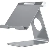 OMOTON Verstellbarer Tablet Ständer, Tablet Halterung tisch, Tablet Halter Aluminium mit 2022 iPad Pro 9.7, 10.5, 11, 12.9, iPad Air Mini 2 3 4, Samsung Tab, Surface und Tablets bis zu 12.9 Zoll, Grau