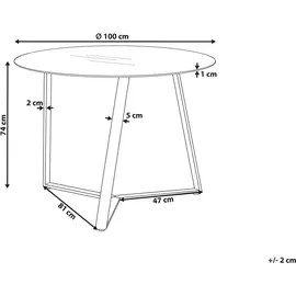 Beliani Esstisch 100 cm Rund Dekorative Beine in Schwarz Elegant Modern Esszimmer Küche