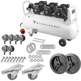 STAHLWERK Kompressor ST-1010 Pro 10 bar, 6,5 PS, 4,8 kW, 630 l/min, 100 l Tank - ölfrei & leise, Druckluftkompressor mit Brushless-Motoren,