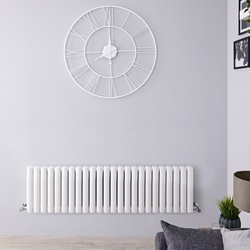 Heizkörper 40cm x 141cm 1653W Weiß, vertikale Säulen - Revive, von Hudson Reed
