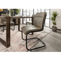 MASSIVMOEBEL24.DE Freischwinger Echtleder 52x62x89 grau Iron Label 04